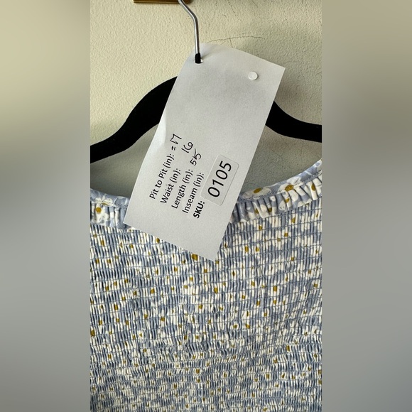 Mable, Blue Floral Smocked Midi Dress, Size L | 0105 - Picture 3 of 5